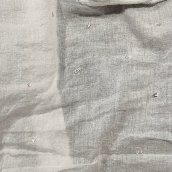 Letarte Swim Cover Up Sheer Sequin Boho Cottage Coastal Hippie Beachy White M/L - Picture 8 of 10